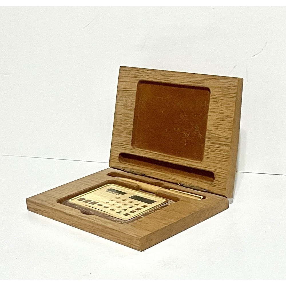 Vintage Remington Solar Calculator and matching Pen in Wood Box - Picture 2 of 7